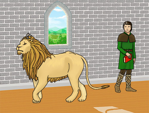 The imaginary lion, Lord Roar, in the Castle of Grace